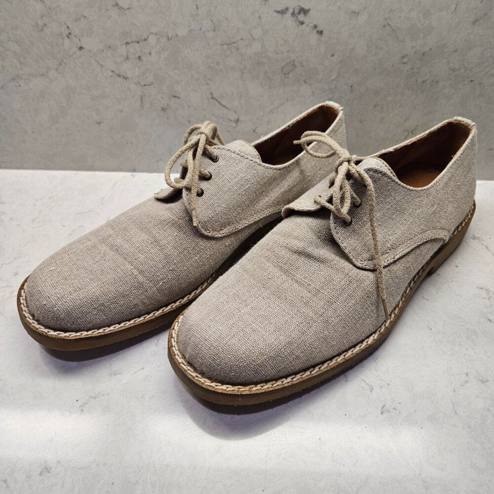 Tommy Bahama Baird Mens size 9.5 Beige Canvas Oxfords Shoes lace ups